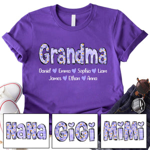 Custom Gigi Purple Daisy With Grandkids Mother's Day Pure Cotton T-Shirt