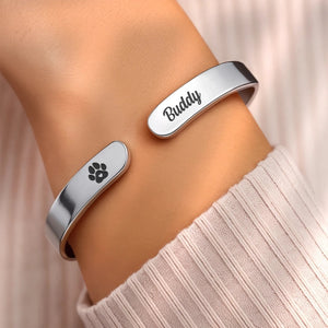 With Me Always - Memorial Personalized Custom Bangle Bracelet Cuffs - Sympathy Gift For Pets