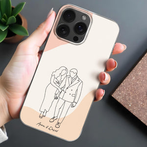 Simple Line Drawing Couple Personalized Clear Phone Case, Gift For Couples