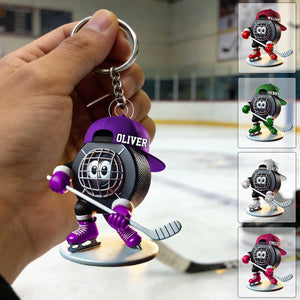 Personalized Ice Hockey Name Keychain For Hockey Fans, Ice Hockey Lover