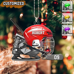 Personalized Hockey Helmet Shaped Ornament β Gift For Hockey Lovers