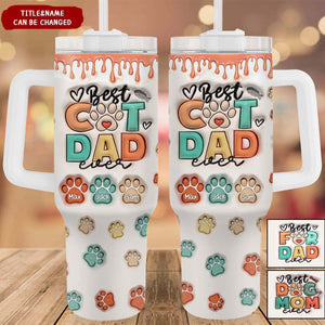 Personalized Best Dog & Cat Mom Ever -40 Oz Stainless Steel Tumbler With Handle