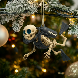 Personalized Skull Diving Christmas Acrylic Ornament