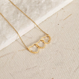 Personalized Multiple Heart Necklace Gift for Mom With Kids Names