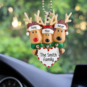 Happy Reindeer Family Personalized Christmas Acrylic Ornament