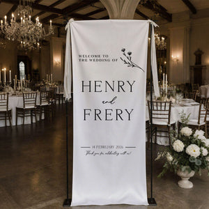 Custom Fabric Wedding Welcome Sign β’ Modern Wedding Sign β’ Wedding Banner β’ Personalized Wedding Decor β’ Engagement Party Sign