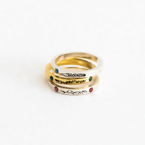Personalized Floral Ring with Birthstones Flower Design Ring for Women