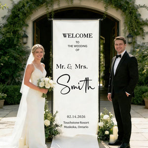 Welcome To The Wedding Of Mr. & Mrs. β’ Custom Fabric Wedding Welcome Sign β’ Personalized Wedding Decor