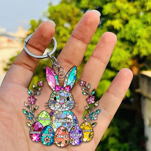 Personalized Easter Gifts For Grandma Cute Bunny Keychain
