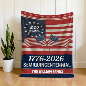 Custom Family Name Semiquincentennial 250th Anniversary Patriotic Blanket