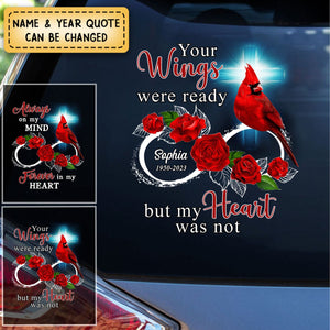 Personalized Family Loss Cardinal Rose Infinite Love Memorial Decal