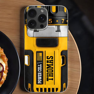 Power Cell Drill Case, Personalized Clear Phone Case, Gift For Dad