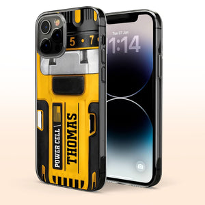 Power Cell Drill Case, Personalized Clear Phone Case, Gift For Dad