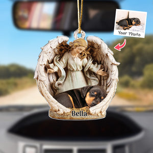 Dog Acrylic Ornament - Dog Lover Gifts - Sleeping Pet Within Angel Wings - Custom Ornament
