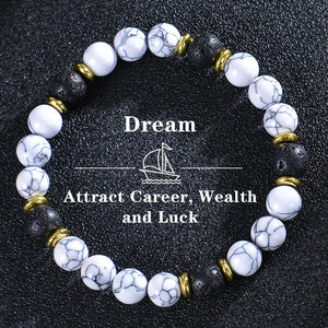 Seven Colored Stone, Tiger Eye Stone Bracelet - 7 Chakras Card Bracelet