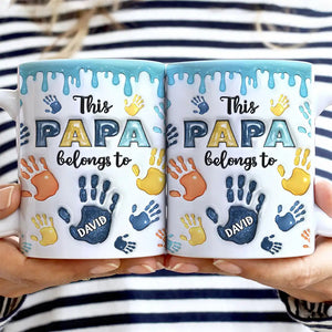 This Dad Grandpa Belongs To Handprints Icon - Grandkids Personalized Mug