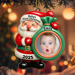 Baby's First Christmas Ornament, Custom Photo Wood Ornament