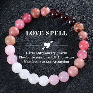 Seven Colored Stone, Tiger Eye Stone Bracelet - 7 Chakras Card Bracelet