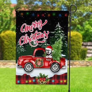 Merry Christmas Pet On Car With Xmas Tree - Personalized Pet Flag