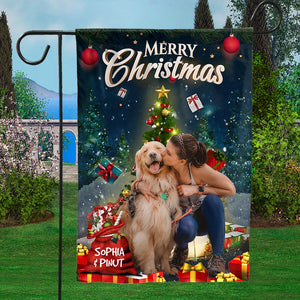 Merry Christmas Santa Claus Flag Personalized Pet Photo And Name Flag Gift For Pet Lovers