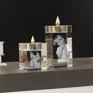 Personalized 3D Photo Engraved Crystal Candelabra
