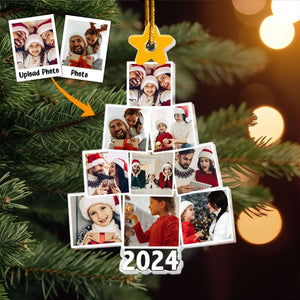 Christmas Upload Photo Family Pine Tree Personalized Ornament