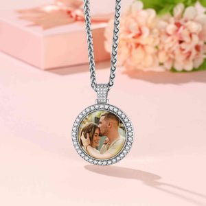 Special Day Personalized Calendar Photo Necklace With Cubic Zirconia