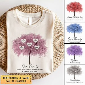 Personalized Family Tree Of Life With Heart Names Pure Cotton T-Shirt