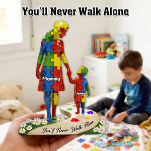 You'll Never Walk Alone - Personalized Autism Awareness Custom Shaped Acrylic Plaque
