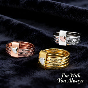 Custom Name Memorial I'm With You Always - Personalized Heart Stacking Rings