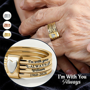Custom Name Memorial I'm With You Always - Personalized Heart Stacking Rings