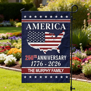America 250th Anniversary Garden Flag Personalized Family Name