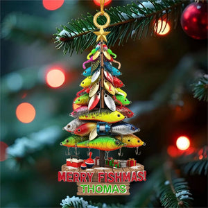 MERRY FISHMAS! - Personalized Custom Fishing Lures Shaped Acrylic Ornament