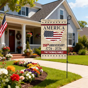America 250th Anniversary Garden Flag Personalized Family Name