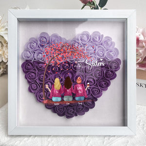 Personalized Sisters Besties Forever Flower Shadow Box