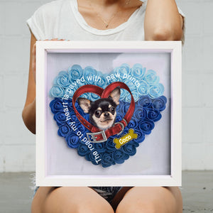 Personalized Dog Memorial Dog collar Heart Flower Shadow Box