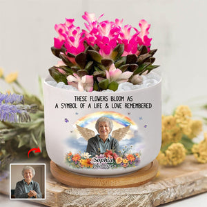 Personalized These Flowers Bloom Memorial Photo Plant Pot