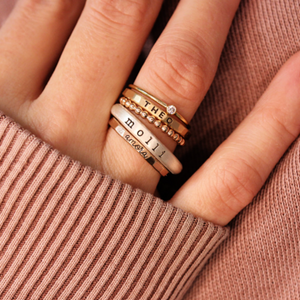 Personalized Mixed Metal Stackable Name Birthstone Ring Gifts