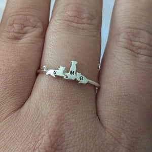 Personalized Pet Ring Pet Lover Memorial Gift Sympathy Gift Stackable Engraved Animal Initial Ring