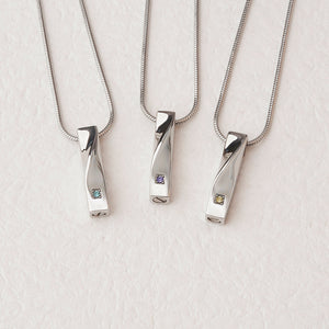 Personalized Twisted Bar Crystal Birthstone Ashes Necklace