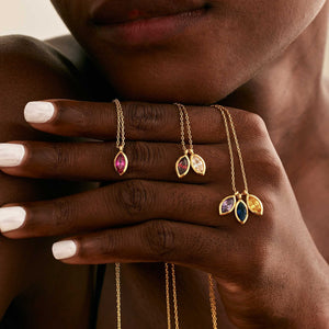 Personalized Leaf Birthstone Necklace, Grandma Mother Gift