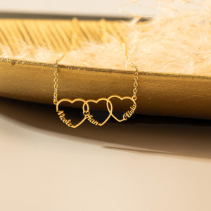 Personalized Multiple Heart Necklace Gift for Mom With Kids Names