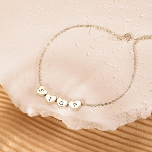 Personalized Heart Charms Letters Bracelet