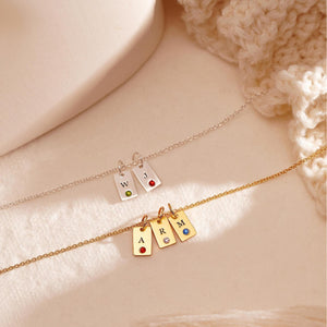 Personalized Birthstone Multiple Initial Necklace