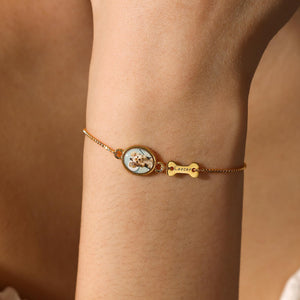 Personalized Dog Photo Bracelet, Custom Name Engraving & Pet Memorial Charm Jewelry