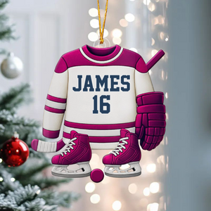 Customizable Hockey Jersey and Ice Skates Design Personalized Hockey Acrylic Ornament