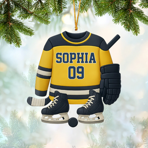 Customizable Hockey Jersey and Ice Skates Design Personalized Hockey Acrylic Ornament