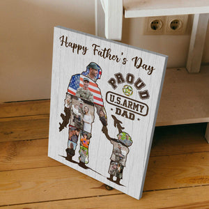 Personalized Army Dad and Son Canvas, Army Soldier Photo Collage Canvas