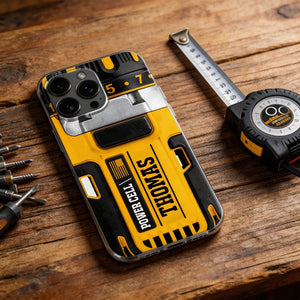 Power Cell Drill Case, Personalized Clear Phone Case, Gift For Dad