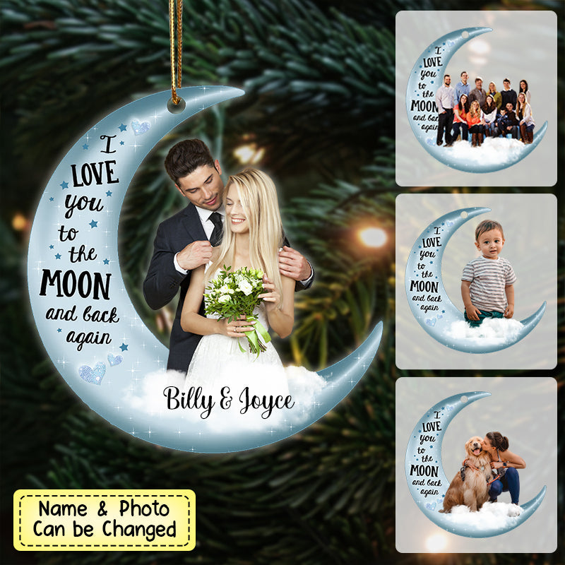Personalized I love you to the moon and back again Family/Friends Photo Ornament